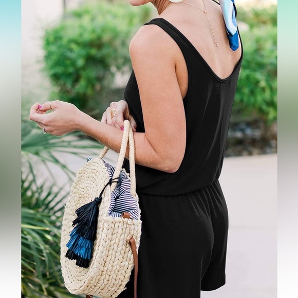 REORIA Womens Basic Summer Scoop Neck Sleeveless Tank Top Short Romper NEW - Picture 8 of 8